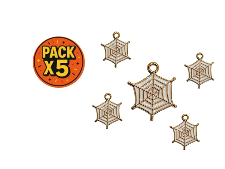 Dije Esmaltado Telaraña Blanca x 5 unidades